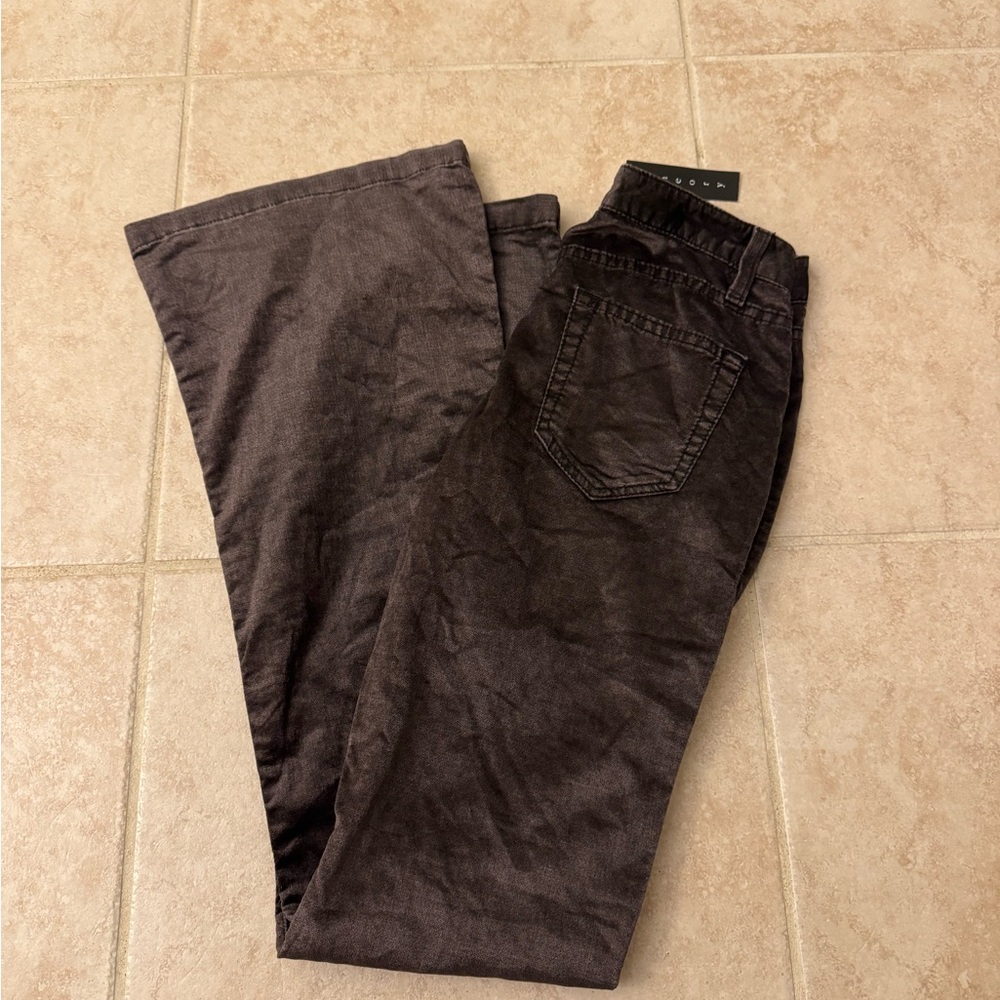 THEORY SINELI SEQUOIA MAUVE VELVET WASH STRETCH FLARE JEANS SIZE 4 WOMEN'S NEW
